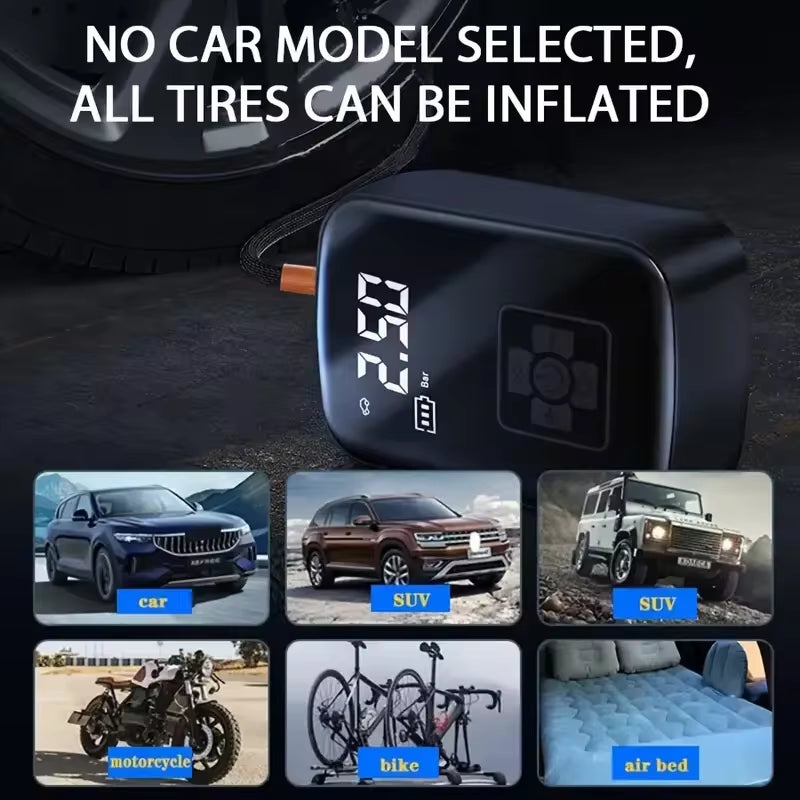 LEIBOO Portable Electric Tire Inflator Pump - Wired/Wireless 150PSI for Motorcycles, Bicycles, and Automotive Tires